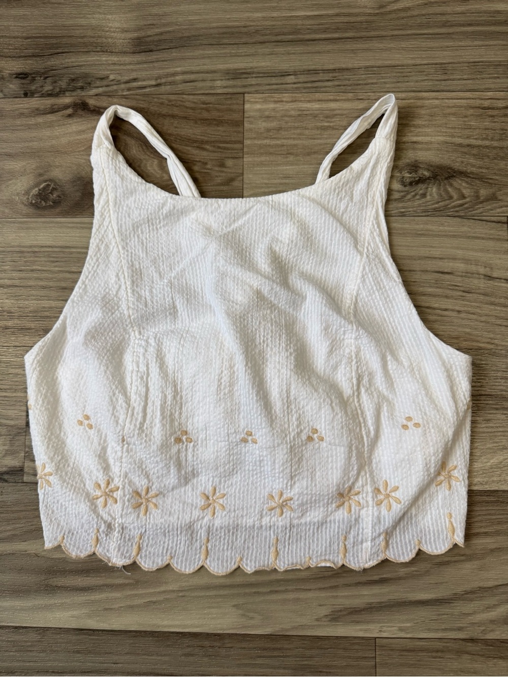 Free People Kayla Solid Embroidered Tie Back Tank Top in White Size Small